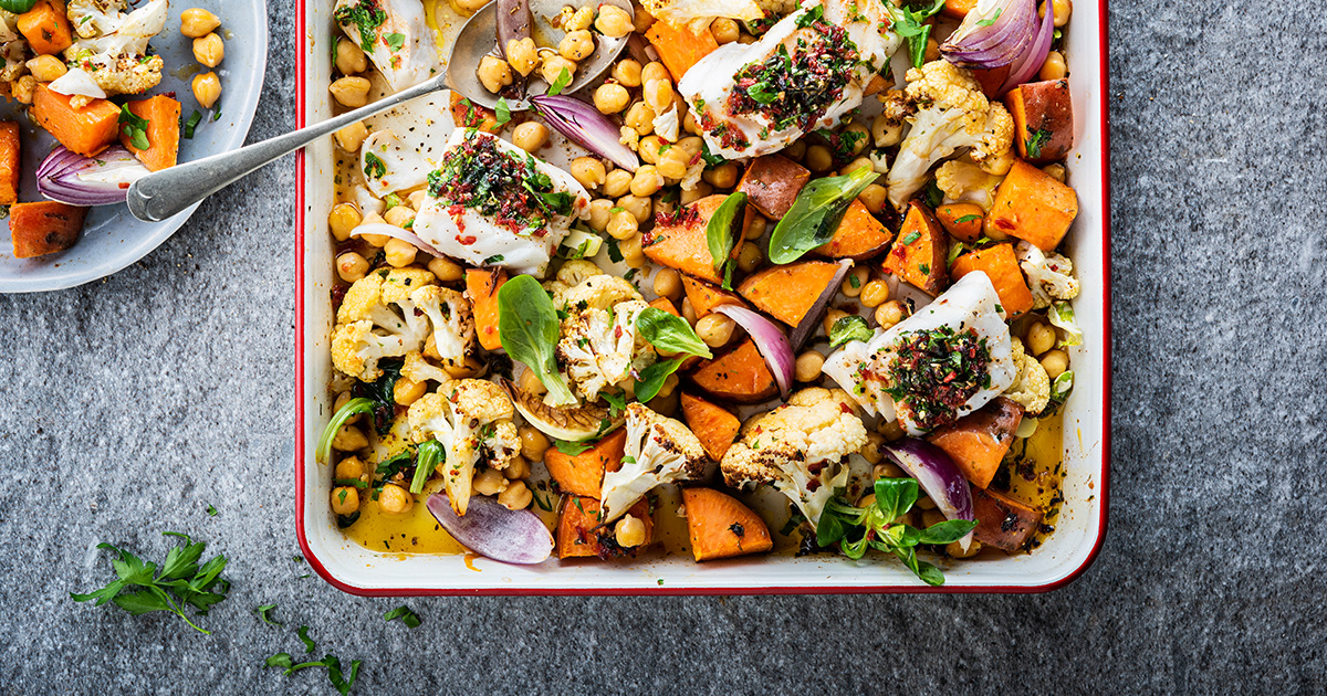 Heerlijk Simpel Gerecht Met Vis Zoete Aardappel En Bloemkool