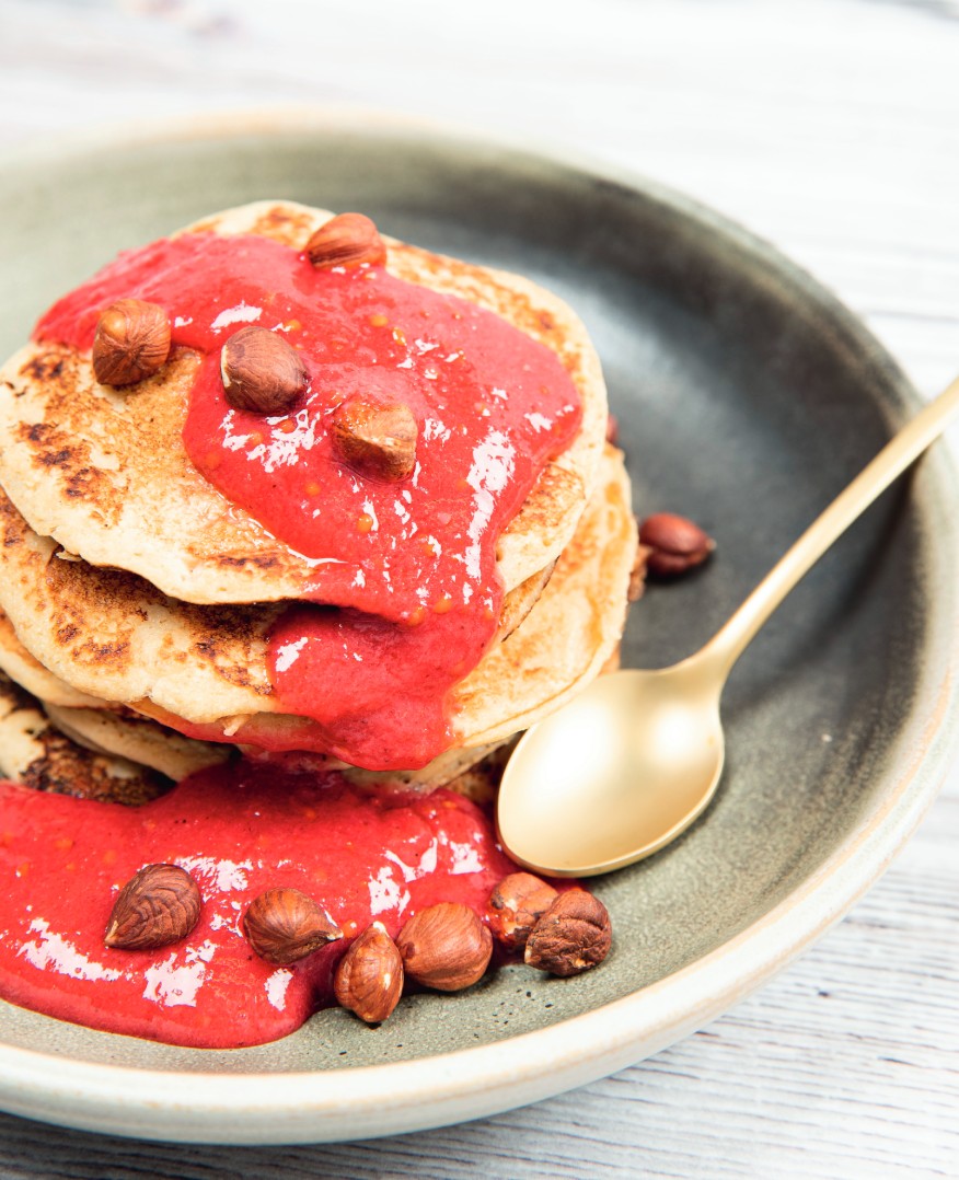 zoete pastinaakpannenkoeken met jeneverbessenjam